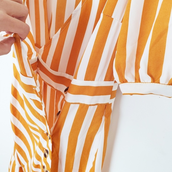 EVERKAKI BOHO STYLE MUSTARD STIPES DRESS SZ S - Picture 4 of 6